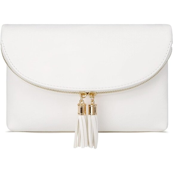 Women's Faux Leather Envelope Clutch Crossbody Bag with Multi Compartments - Picture 1 of 7